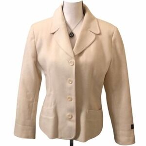 Harve Bernard Cream Wool Cashmere Blend Coat